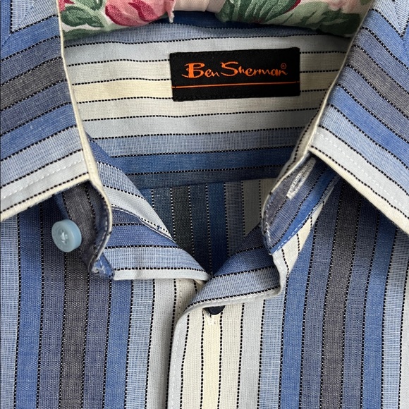 Men's Ben Sherman Blue Striped Shirt size XL - Picture 2 of 6